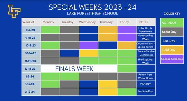 Special Weeks Calendar
